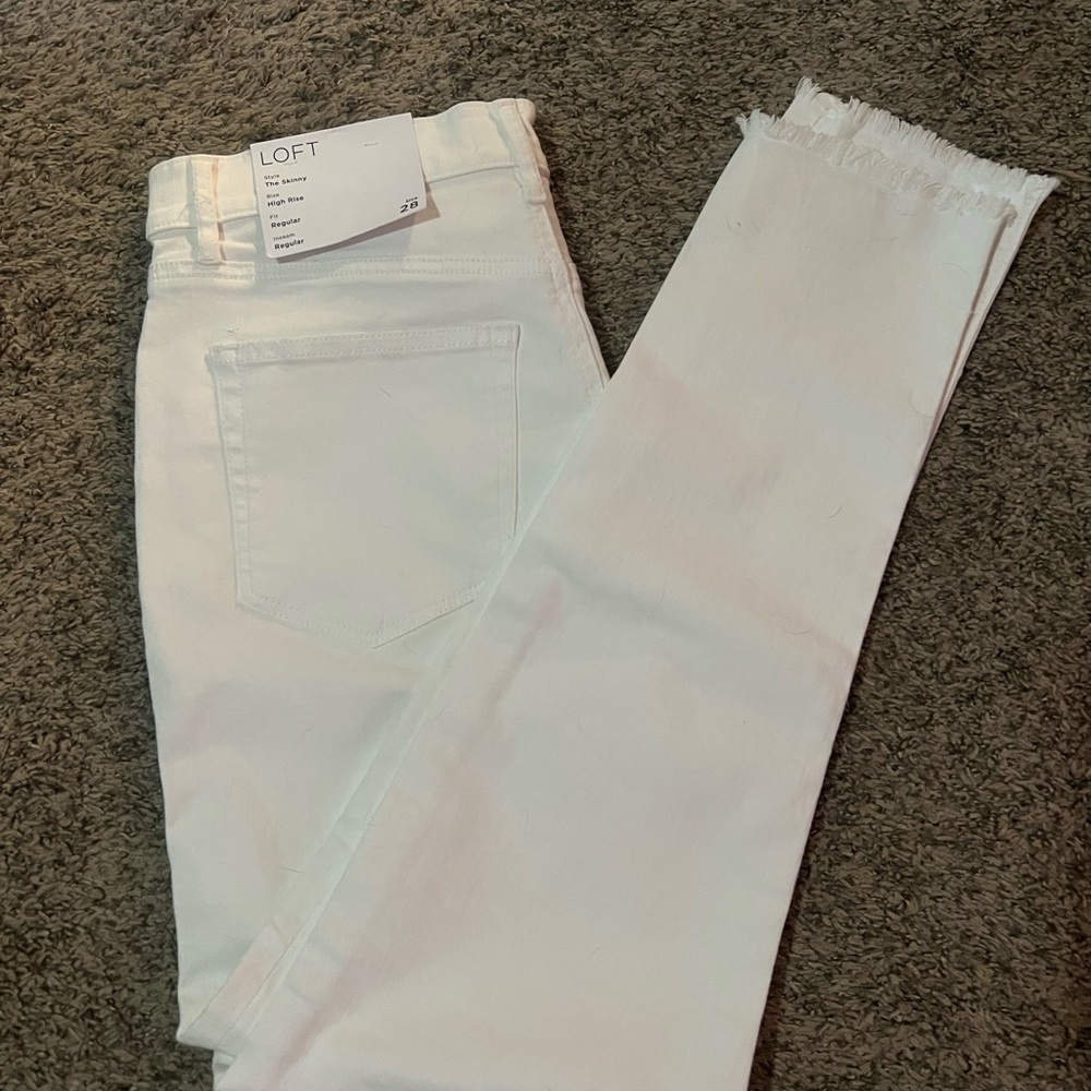 LOFT White Ankle Cropped Jeans with Stretch